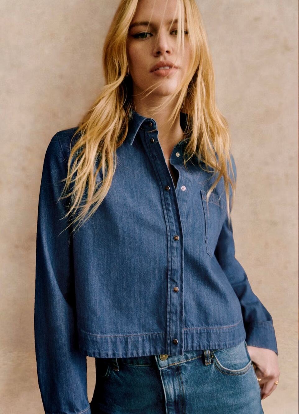 La Maille Sezane Maella Shirt in Deep Blue Size US 8 / FR 40✨